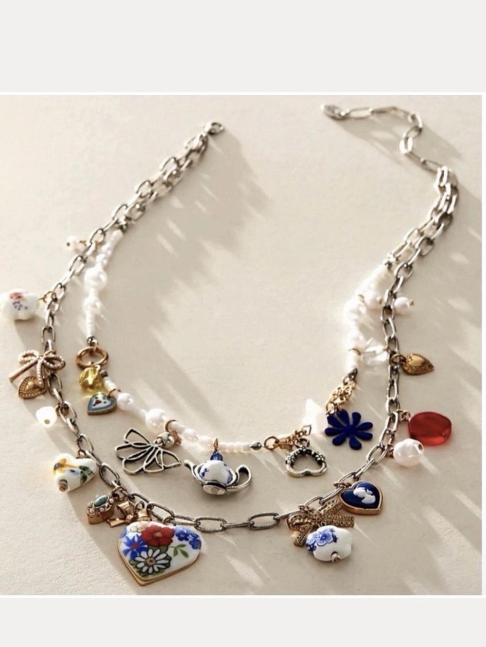 Free People Maximillion coquette  Multi-Charm Layered Necklace